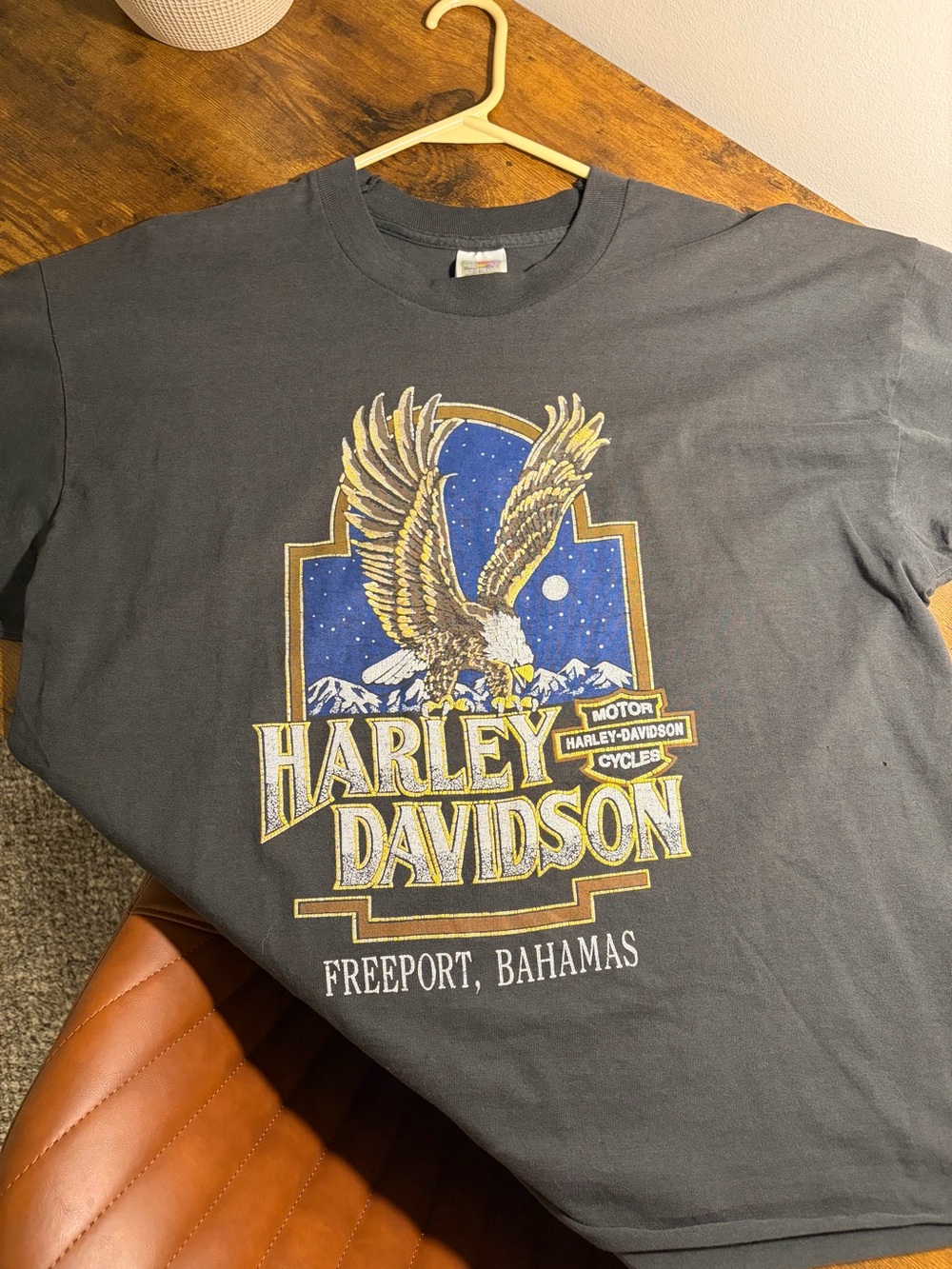 Vintage Harley Davidson Men’s Black Eagle Graphic Tee - Freeport, Bahamas XL